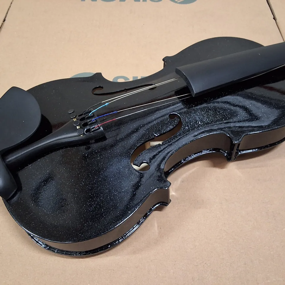 VIOLIN WITH BOW IN BLACK GLITTER FINISH – IN FITTED CASE