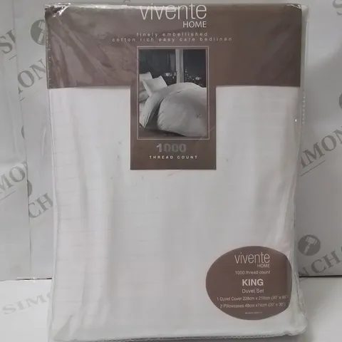 BRAND NEW VIVENTE HOME 1000 THREAD COUNT KINGSIZE DUVET COVER SET
