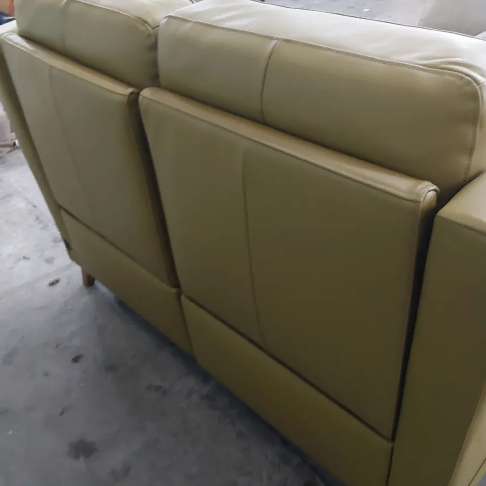DESIGNER POWER RECLINING TWO SEATER SOFA GOLDEN GREEN LEATHER 