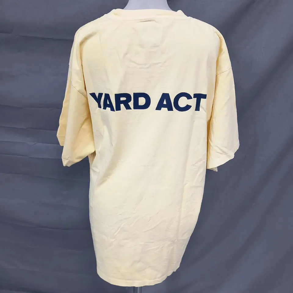 YARD ACT 'WHERE'S MY UTOPIA?' SPEECH BUBBLE BURNING MAN T-SHIRT YELLOW SIZE XL