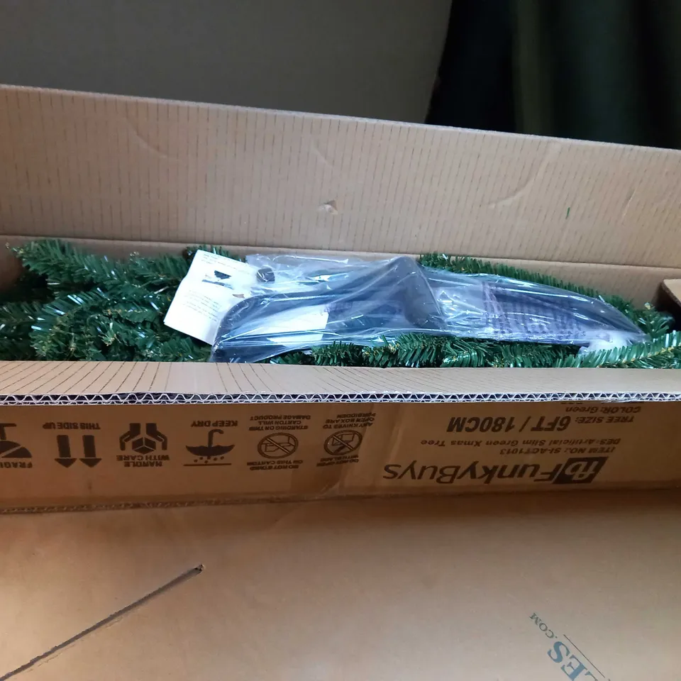 BOXED FUNKY BUYS 6FT GREEN CHRISTMAS TREE