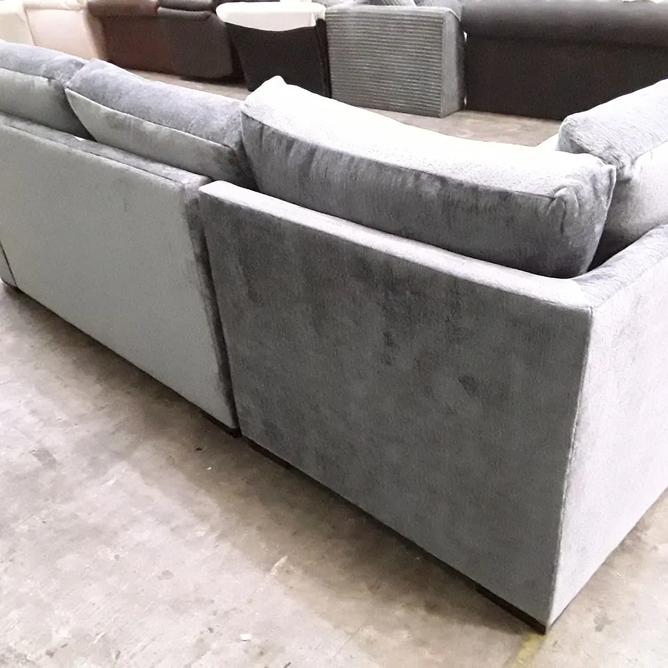 DESIGNER SALERNO STANDARD CORNER SOFA WITH LEFT HALF CHAISE - GREY FABRIC