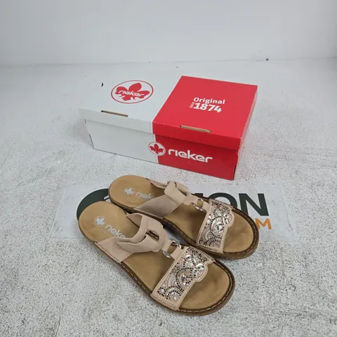RIEKER WOMEN’S BEIGE SANDALS WITH EMBELLISHED STRAP – UK 6 (EU 39)
