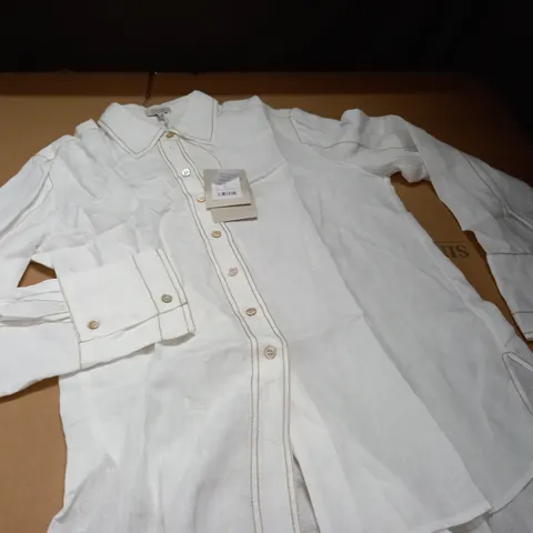 JIGSAW LINEN STITCH DETAIL SHIRT - UK 10