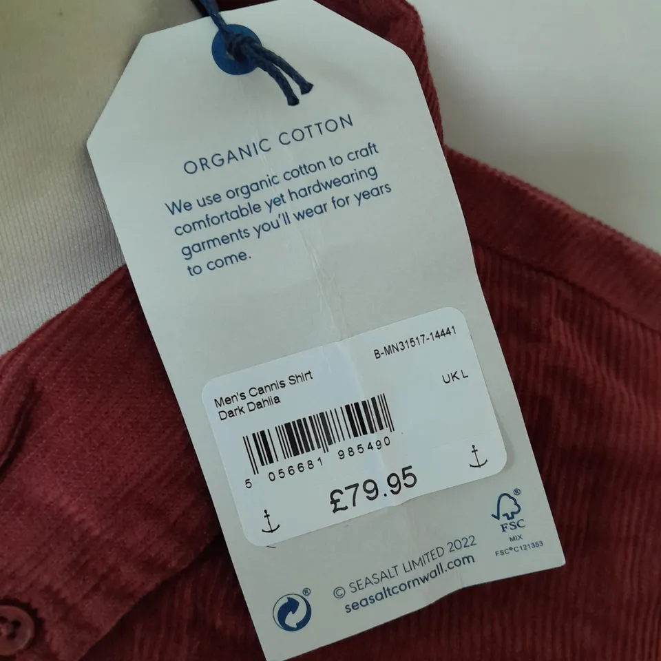SEASALT CORNWALLS MENS CANNIS SHIRT IN DARK DAHLIA - UK L
