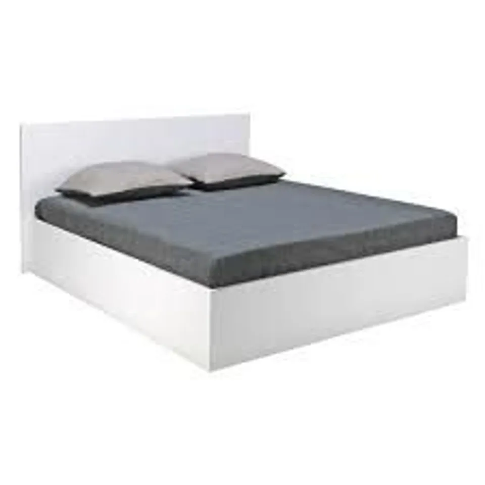 BOXED GALGANO KING SIZE BED FRAME WITH STORAGE SPACE - WHITE (2 BOXES)