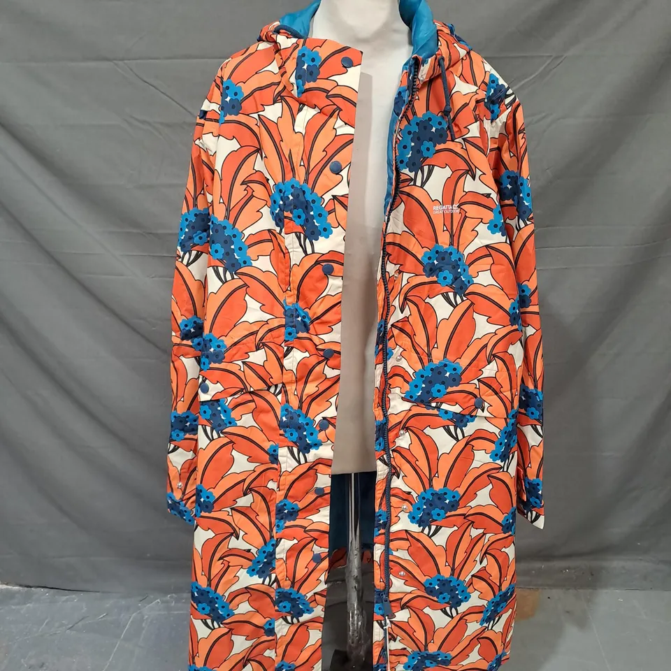 ORLA KIELY ORLA MAC WATERPROOF COAT IN ORANGE TROPICAL SIZE 18