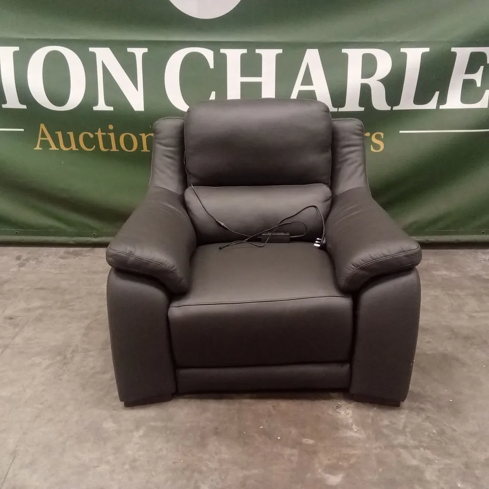 QUALITY DESIGNER ITALIAN MADE DEGANO ELECTRIC RECLINER LEATHER ARMCHAIR - SLATE