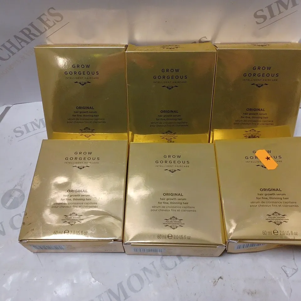 6 BOXED GROW GORGEOUS ORIGINAL HAIR GROWTH SERUM (60ml)