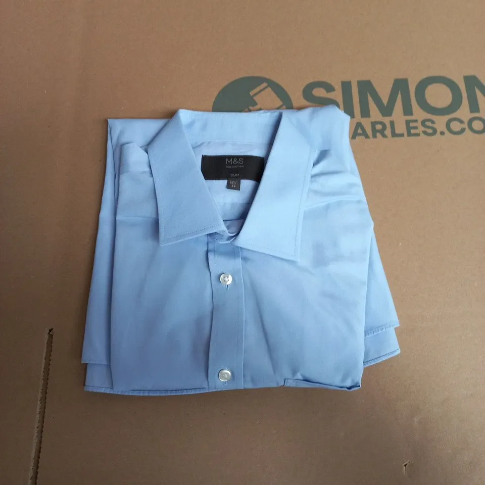 M&S COLLECTION SLIM FIT LIGHT BLUE SHIRT – NECK 16.5 IN