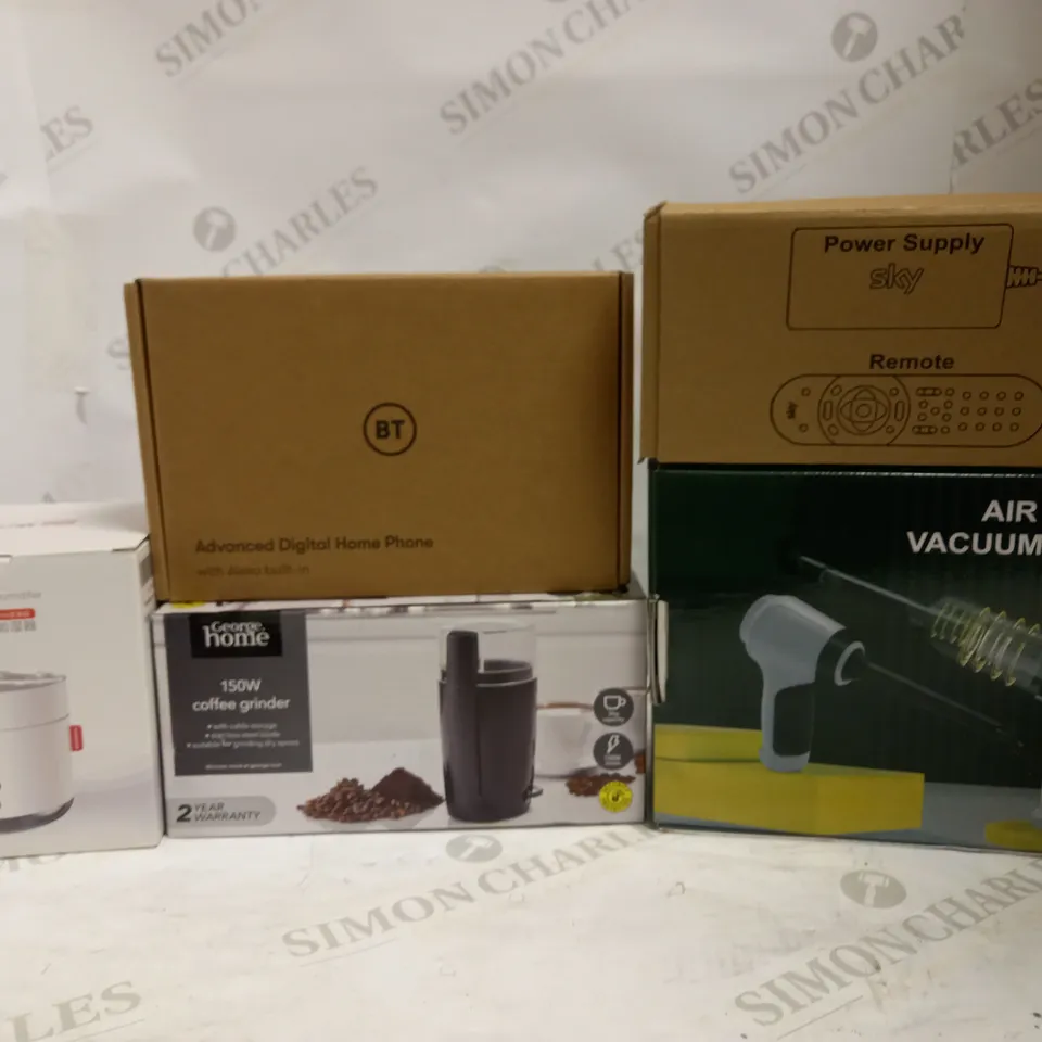 LOT OF 5 ASSORTED ELECTRICAL ITEMS, TO INCLUDE AIR DUSTER, HOME PHONE, HUMIDIFIER, ETC