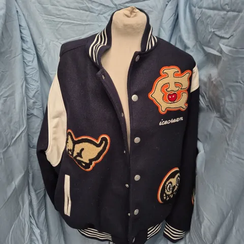 ICECREAM COLLEGIATE PATCH VARSITY JACKET IN NAVY - LARGE