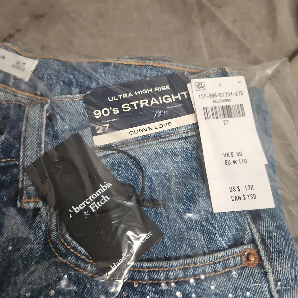 ABERCROMBIE & FITCH WOMEN'S ULTRA HIGH RISE 90S STRAIGHT JEANS – CURVE LOVE, SIZE 27