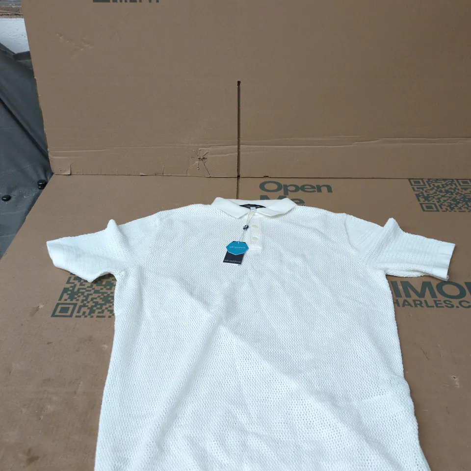 MR MARVIS AMSTERDAM WHITE POLO SHIRT – UK MEDIUM (M) HANDMADE IN PORTUGAL