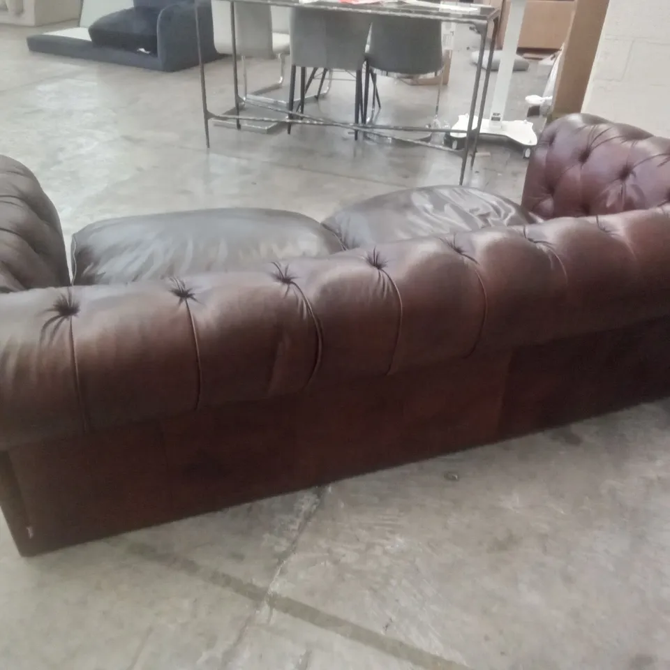 QUALITY DESIGNER 3 SEATER SOFA - BROWN LEATHER 