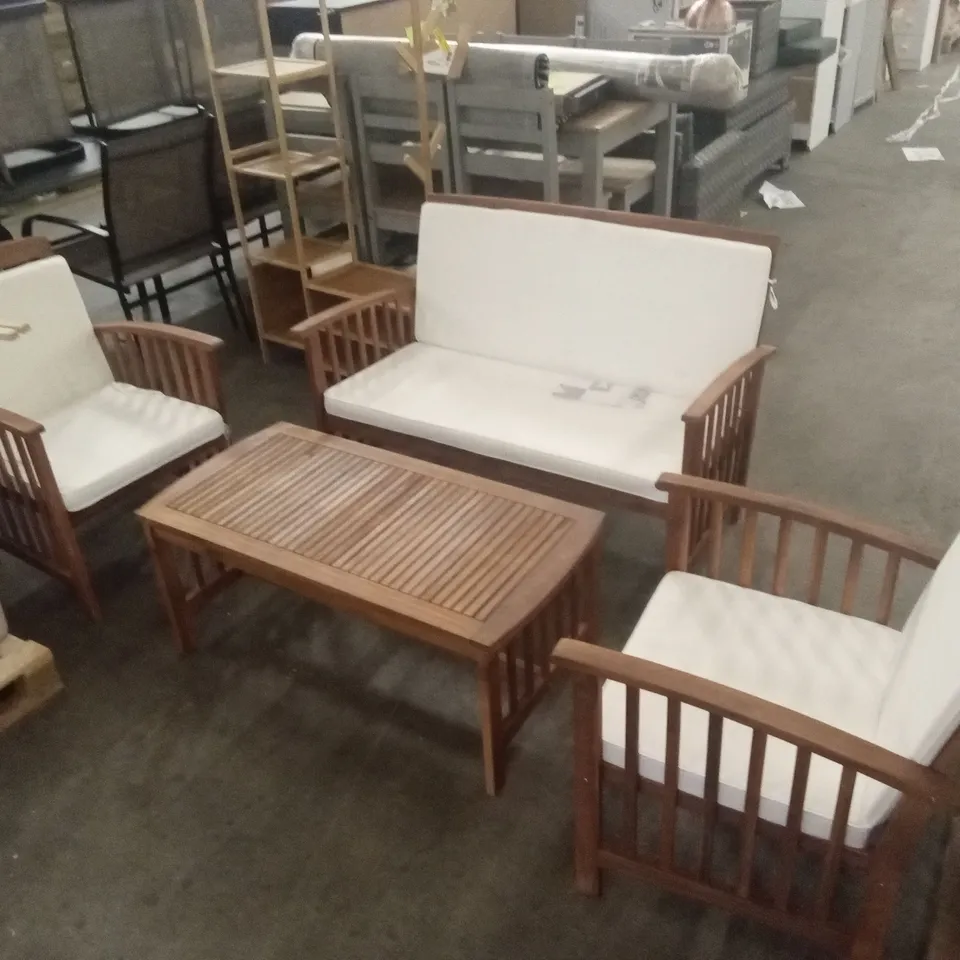 DESIGNER WOOD OUTDOOR 4-PIECE PATIO COFFEE TABLE SET