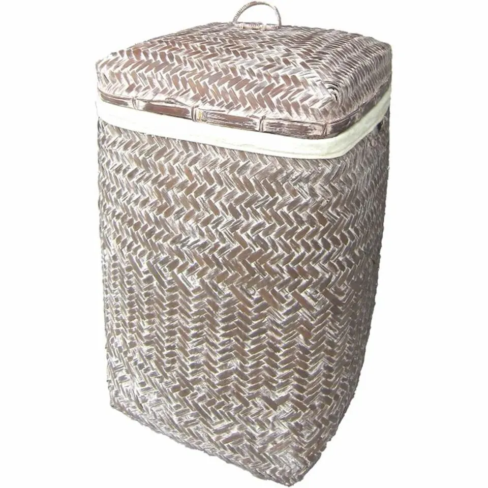 BOXED WICKER LAUNDRY BIN
