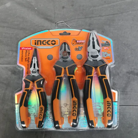 INGCO 3-PIECE HIGH-LEVERAGE PLIERS SET 