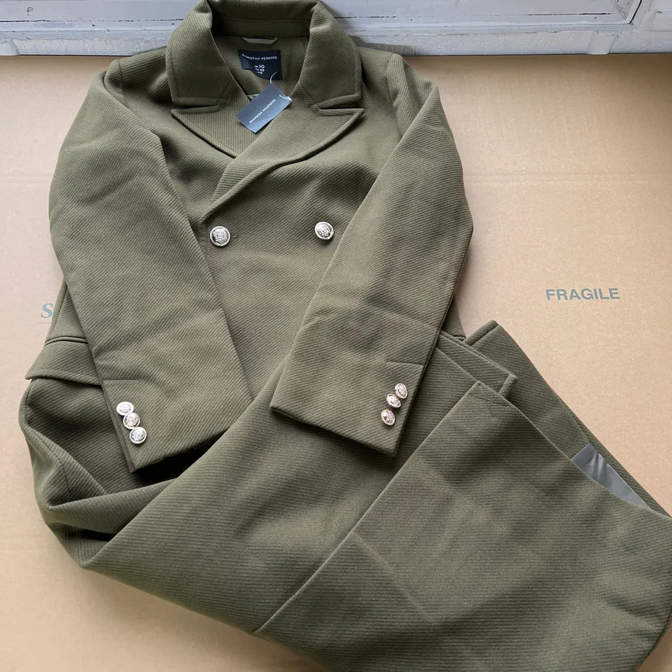 DOROTHY PERKINS DOUBLE BREASTED KHAKI COAT IN SIZE 10