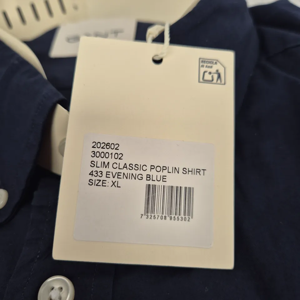 GANT SLIM CLASSIC POPLIN SHIRT – EVENING BLUE, XL