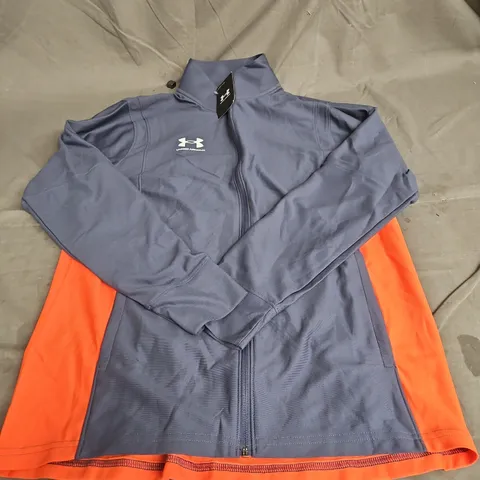 UNDER ARMOUR MENS TRACKSUIT TOP IN SLATE GREY/ORANGE SIZE M