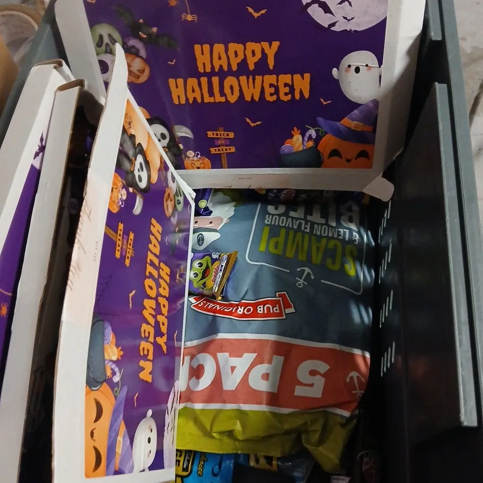 BOX OF APPROXIMATELY 12 ASSORTED FOOD ITEMS INCLUDING CELEBRATIONS , JELLY BABIES AND ORGANIC COCONUT MILK