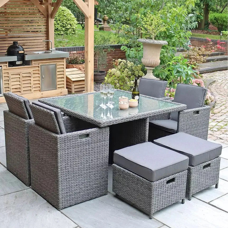 BOXED ROYALCRAFT PARIS 8-SEATER CUBE OUTDOOR DINING SET (3 BOXES) RRP £1399
