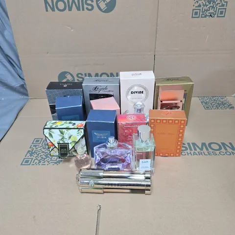 TOTE OF APPROXIMATELY 15 ASSORTED FRAGRANCES TO INCLUDE AVIATOR, ROYALE, V.V. LOVE ETC