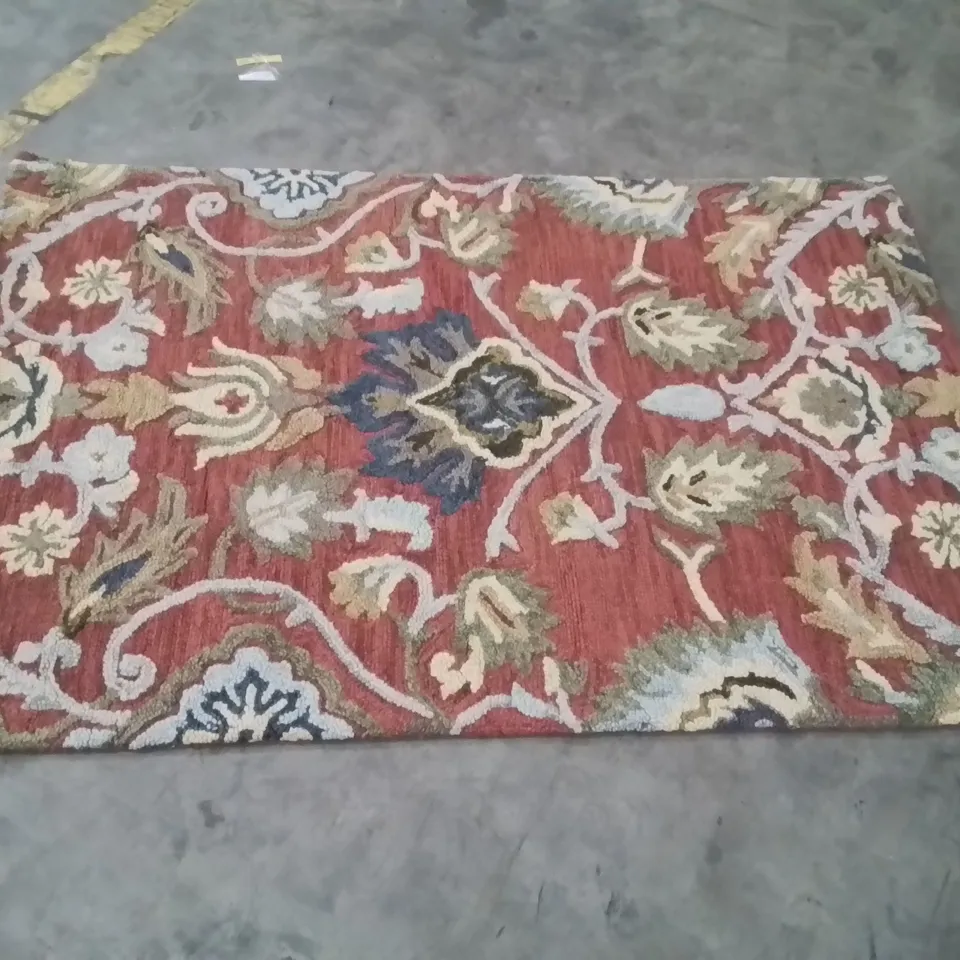 FLORAL WOOL HAND TUFFED AREA RUG 183X122CM