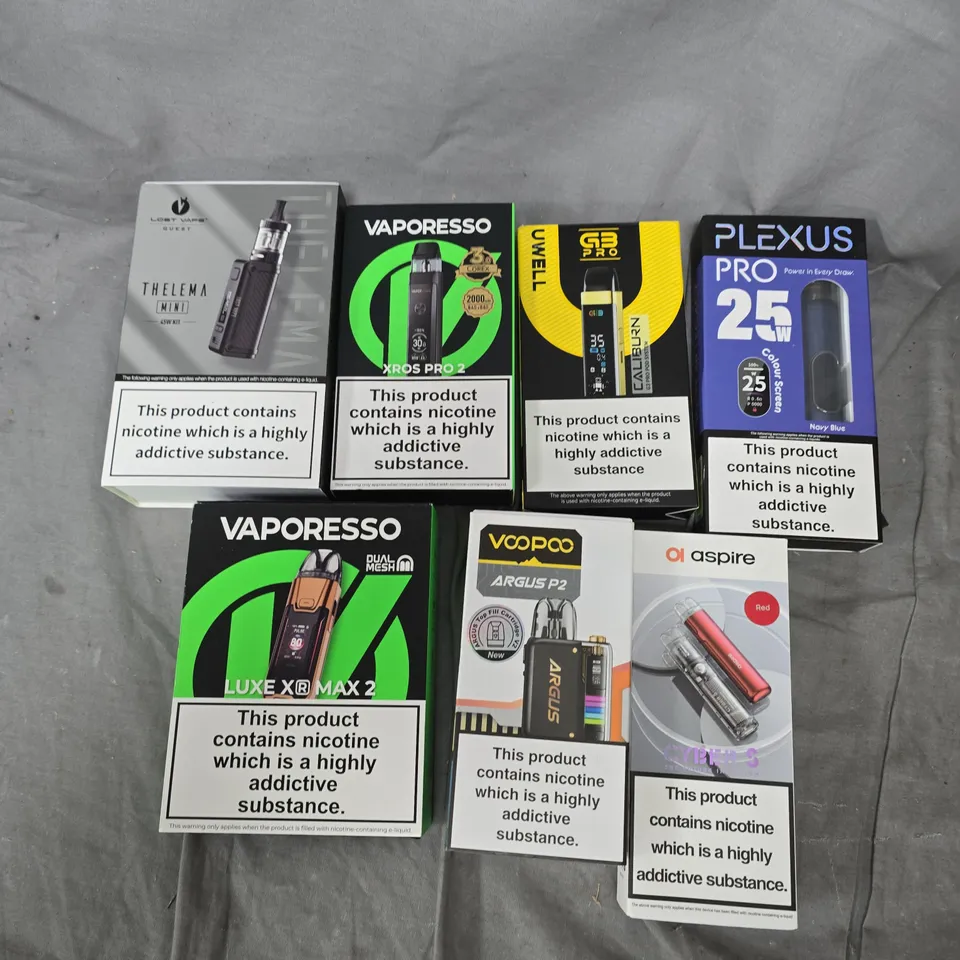 APPROXIMATELY 15 ASSORTED E-CIG PRODUCTS AND ACCESSORIES TO INCLUDE UWELL, VOOPOO, ASPIRE ETC 