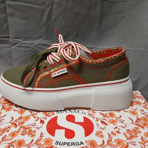 SUPERGA BUBBLEM KHAKI CANVAS SNEAKERS – UK 4 (EU 37), WOMEN'S