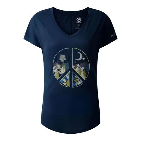 BRAND NEW DARE 2B WOMENS SERENE V NECK SHORT SLEEVE T-SHIRT IN MOONLIGHT DENIM SIZE UK 14