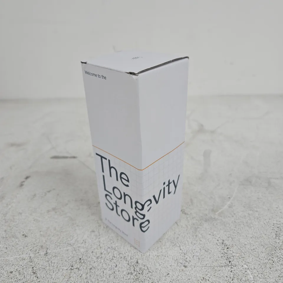 THE LONGEVITY STORE WATER BOTTLE – FROSTED WHITE, SILVER CAP