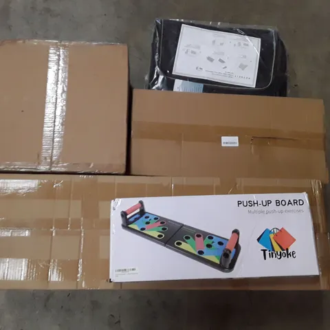 PALLET TO CONTAIN AN ASSORTMENT OF HOUSEHOLD ITEMS TO INCLUDE STORAGE STOOL, PET BAGS AND DRAW AND SHELF LINERS ECT 