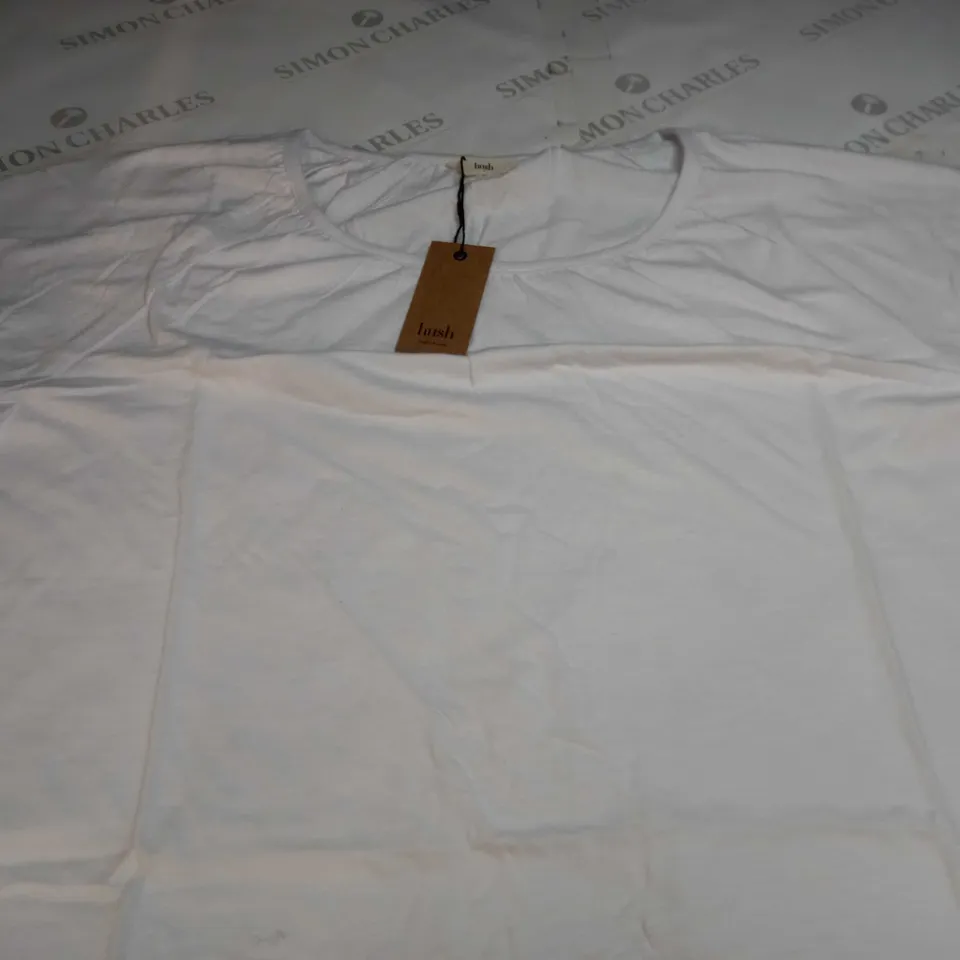 HUSH ALIDA GATHER TRIM T-SHIRT - WHITE - LARGE