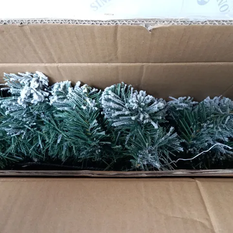 BOXED 6FT PRE LIT EMPEROR FLOCKED GARLAND