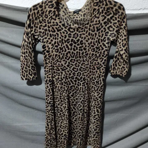 HOBBS LONDON LEOPARD PRINT DRESS, LONG-SLEEVE, UK SIZE 10