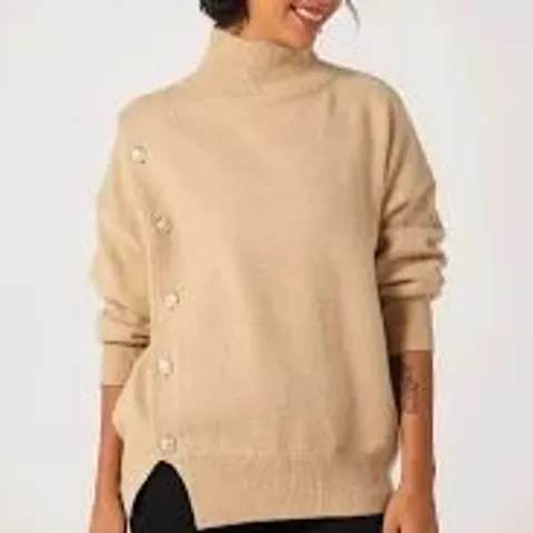 IZABEL LONDON CHUNKY POLO OATMEAL JUMPER SIZE 8