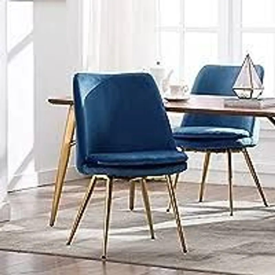 BOXED PORTHOS 47CM H VELVET UPHOLSTERED SIDE CHAIR - BLUE