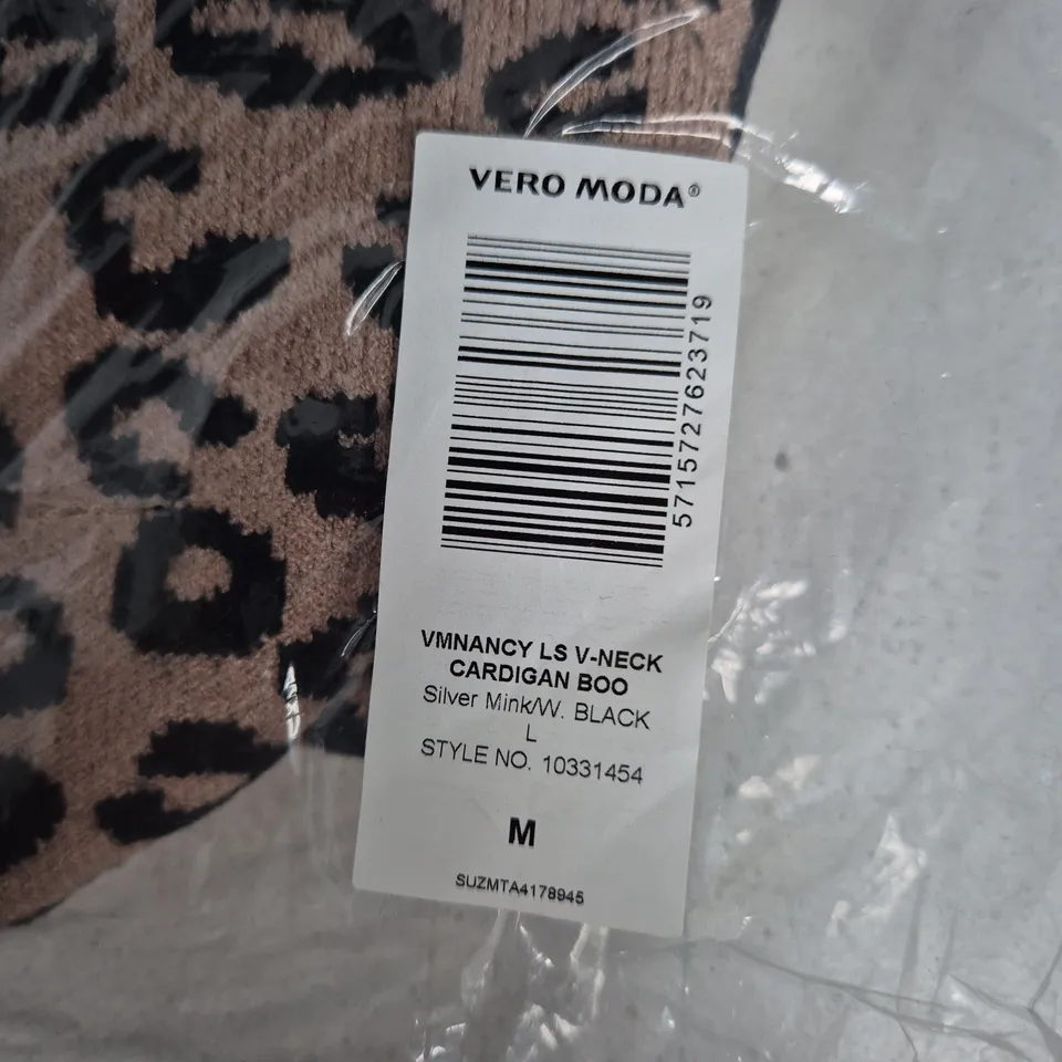 BAGGED VERO MODA NANCY LS V-NECK CARDIGAN – LEOPARD PRINT, UK M