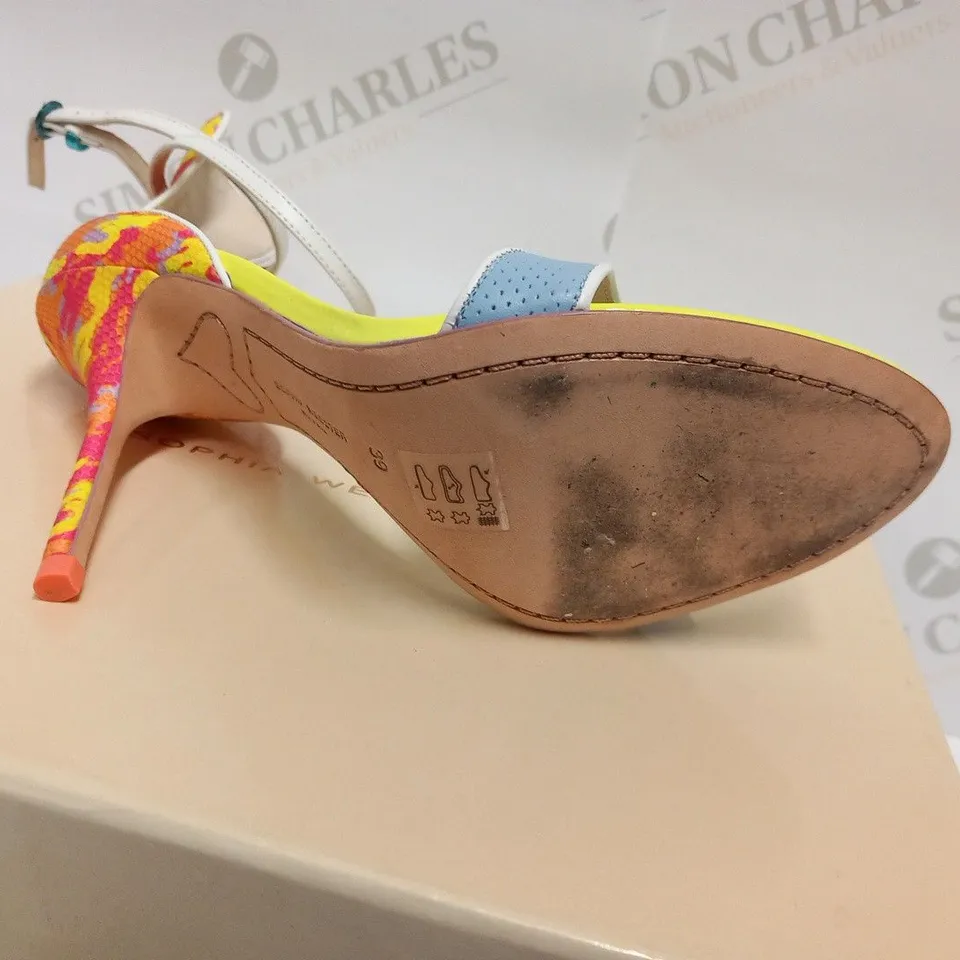 BOXED PAIR OF SOPHIA WEBSTER NICOLE PINK CAMO 100 SIZE 39