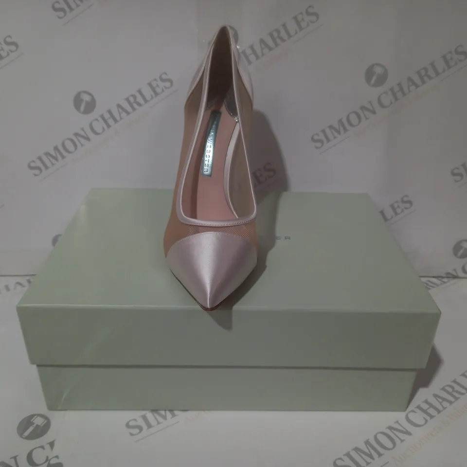 BOXED PAIR OF SOPHIA WEBSTER JASMINE HIGH HEEL CRYSTAL PUMPS IN IVORY SATIN AND MESH W. JEWEL EFFECT EU SIZE 39