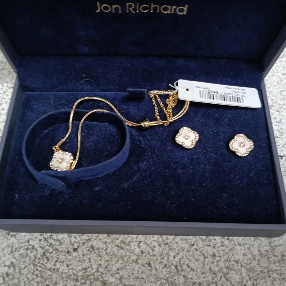 JOHN RICHARD GOLD PLATED CRYSTAL CLOVER TRIO SET - GIFT BOXED   