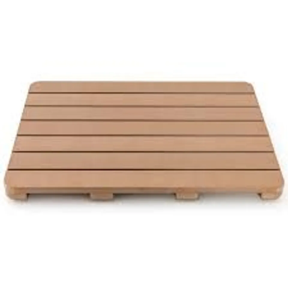 BOXED COSTWAY 60 X 48cm BATH MAT PANEL FOR SHOWER WITH NON SLIP FOOT PADS - BROWN