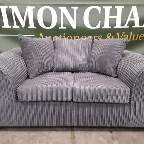 QUALITY DESIGNER 2 SEATER SOFA - GREY VELVET FABRIC