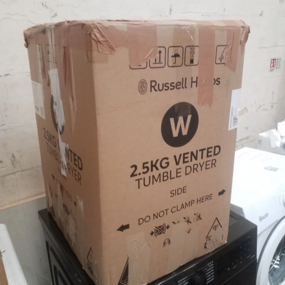 BOXED RUSSELL HOBBS RH3VTD800 2.5KG COMPACT VENTED TUMBLE DRYER IN WHITE