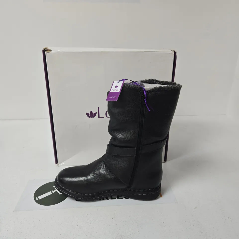 LOTUS LEATHER BOOT WITH FUR LINING – BLACK, WOMEN'S - UK SIZE 7