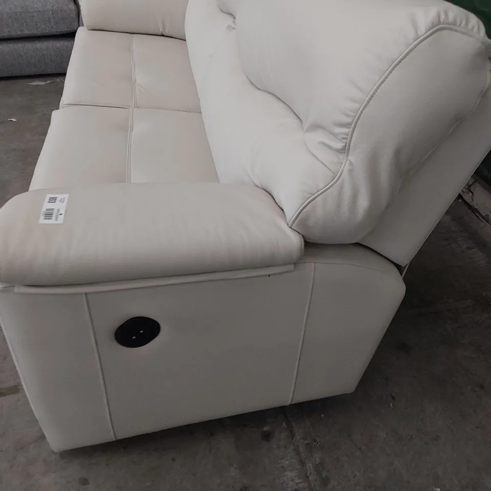 QUALITY BRITISH DESIGNER G PLAN STRATFORD POWER RECLINING THREE SEATER SOFA CAMBRIDGE CHALK LEATHER 