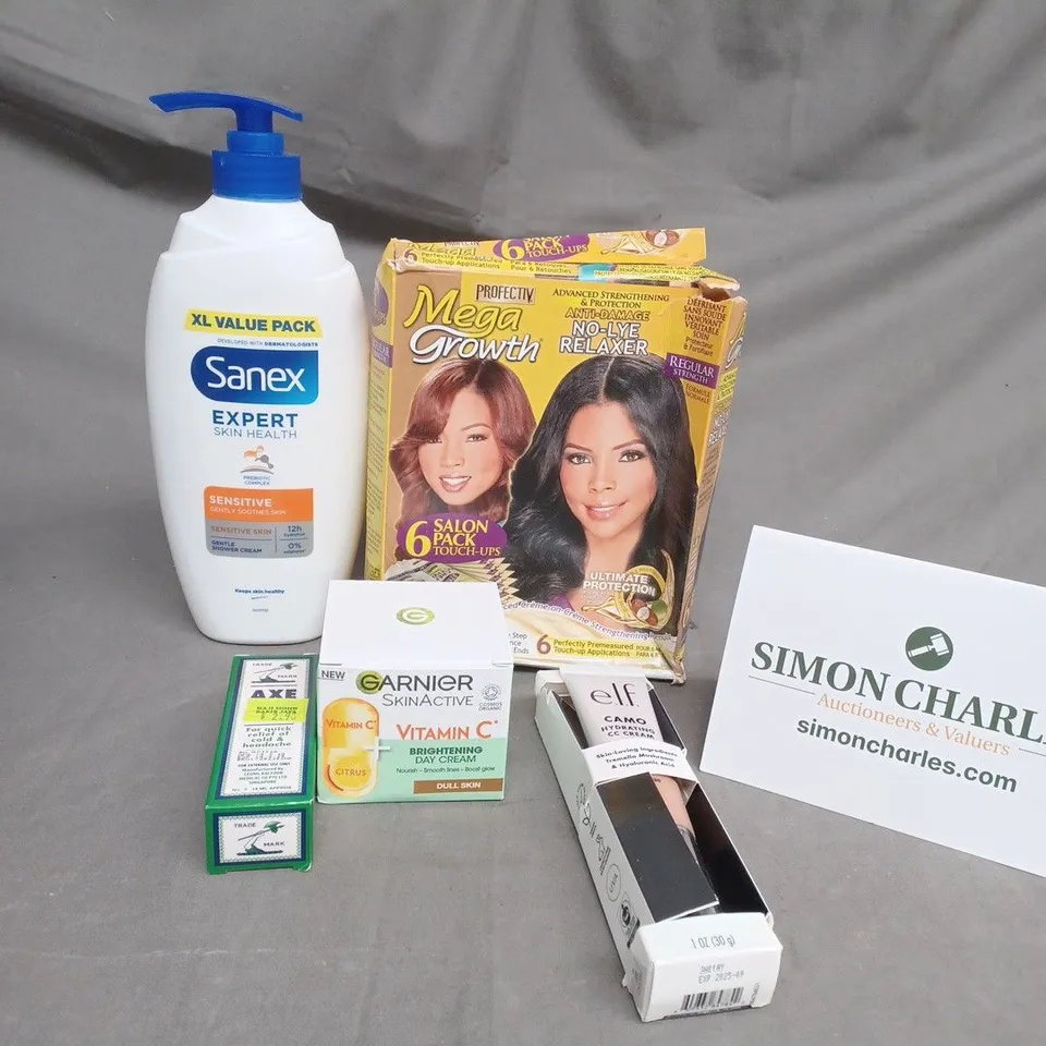 TOTE OF ASSORTED COSMETIC ITEMS TOO INCLUDE , BODY CREAM  , SHOWER CREAM , ETC 