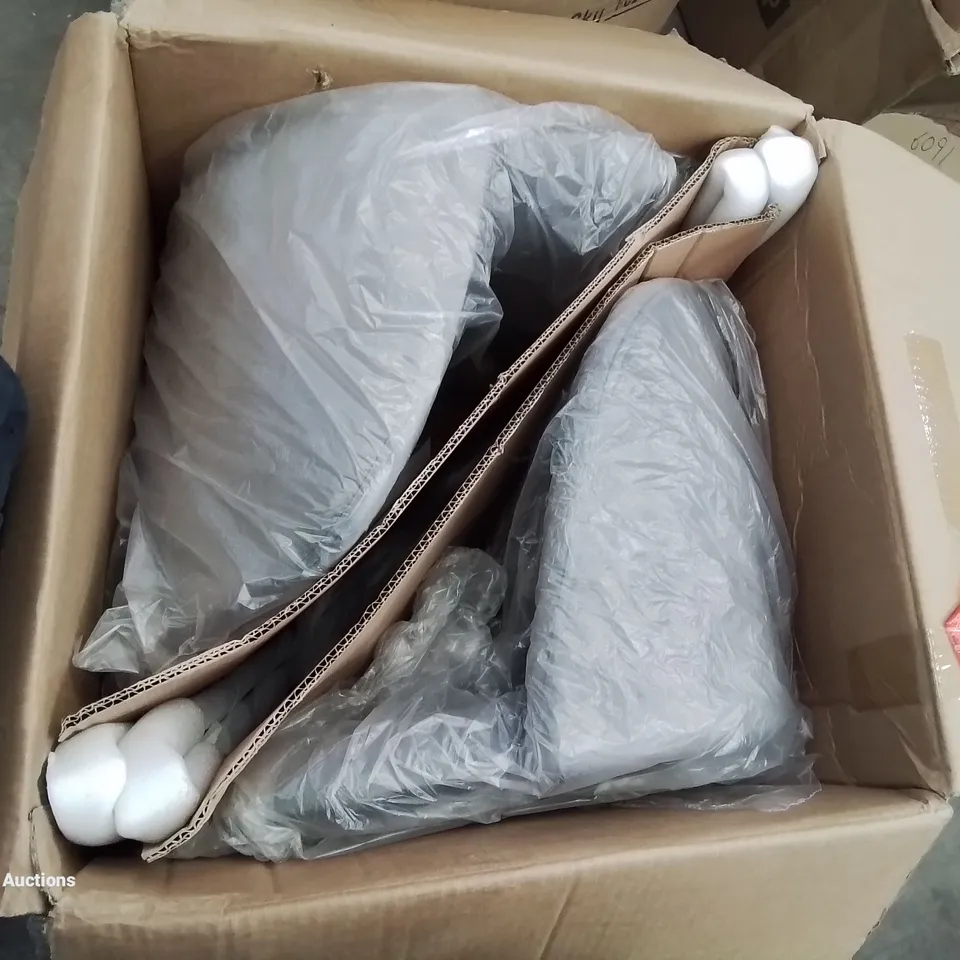 A BOXED PAIR OF GREY VELVET UPHOLSTERED DINING/SIDE ROOM CHAIRS 